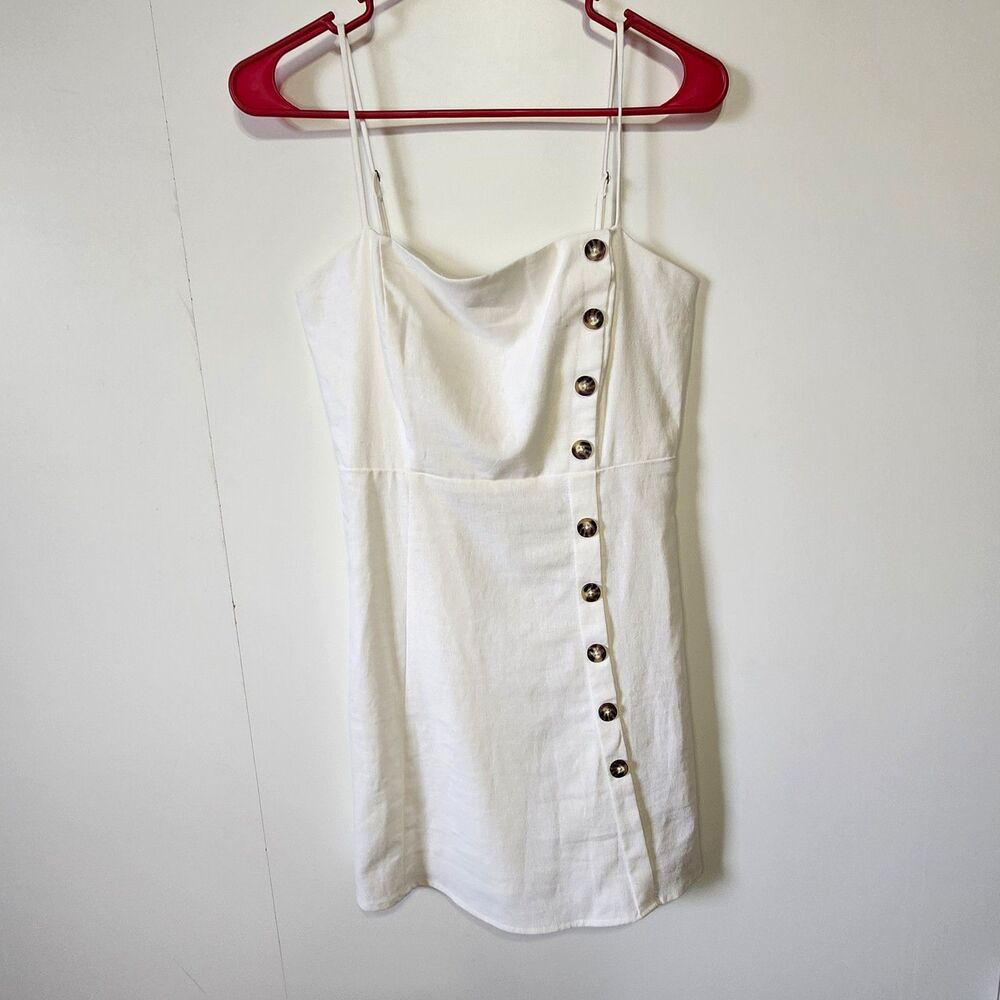 NWT Copper Key White Linen Cotton Button Mini Dress Size S Smocked Dillard's